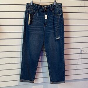 Stylish Dark Blue Cropped Jeans